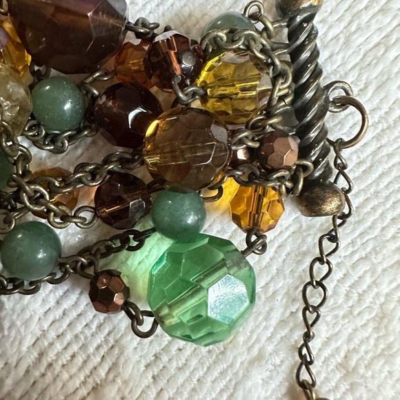 Bracelet Bronze tone Chunky Multicolor beads 8 Strand Retro Y2K Boho 6.5-7 0775 - Picture 2 of 14